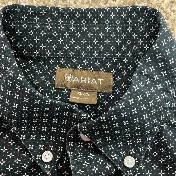 Ariat Navy Micro Geo Print Button-Down Shirt - Picture 4 of 7